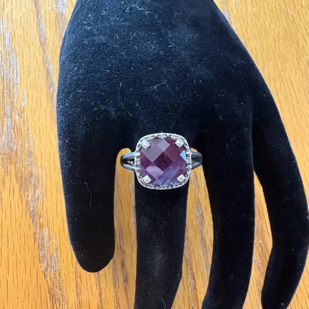 Sterling Silver Lab Created Alexandrite Halo Ring - Elegant Women's Jewelry